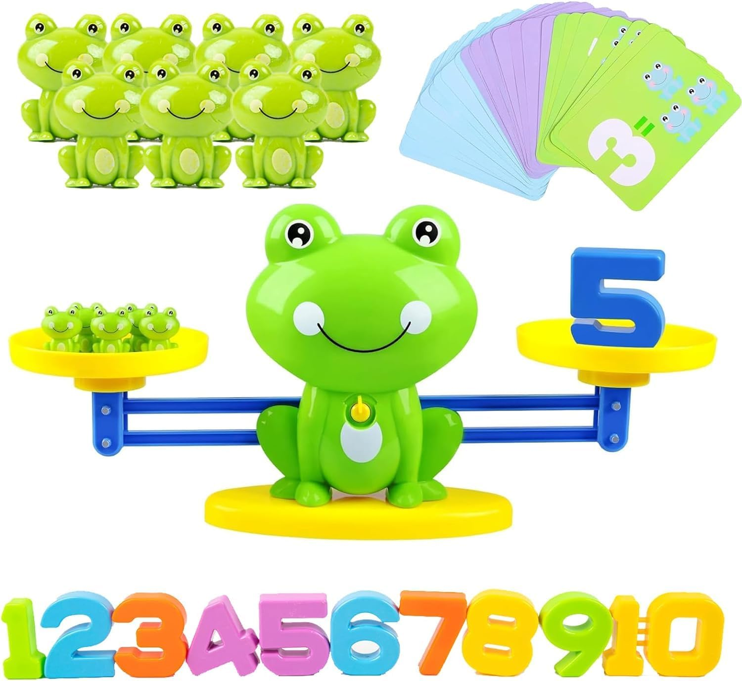 Math Balance Counting Learning Scale Educational Toy Game Kid Child Age 3-5 5-7 8 Year Old Girl Boy Toddler Preschool Kindergarten Stem Gift Montessori Number Activity Science Manipulative Board Frog image number 6
