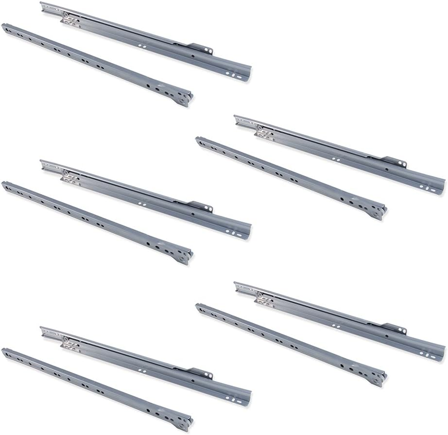 Emuca - Drawer Runners 450Mm (17,7 Inch) with Partial Extension in Black Colour, Set of 5 Sliders for Drawer