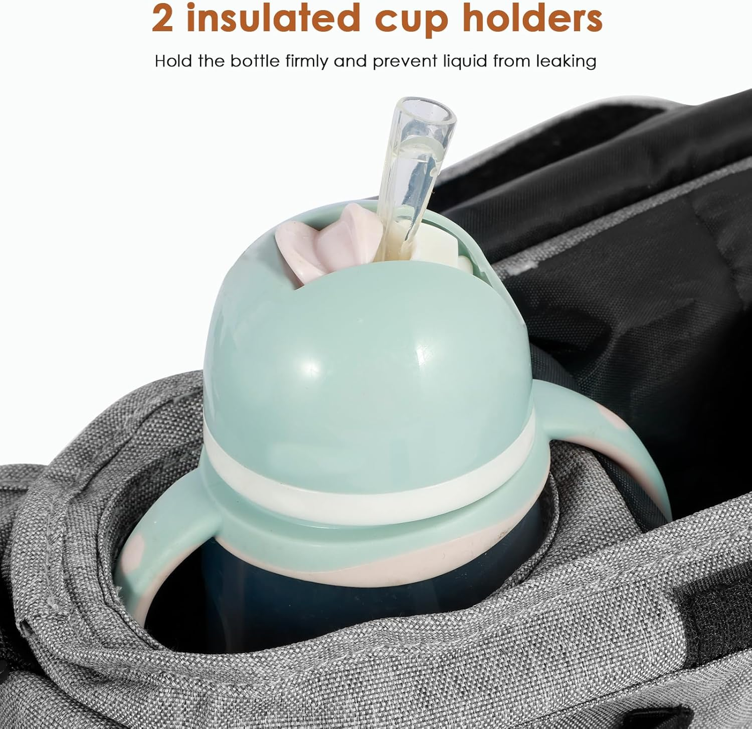 Abizarch Pram Caddy Baby Stroller Organizer with 2 Cup Holder Waterproof Oxford Stroller Caddy Organizer with Detachable Phone Pocket Adjustable Shoulder Strap for Stroller Travel image number 6