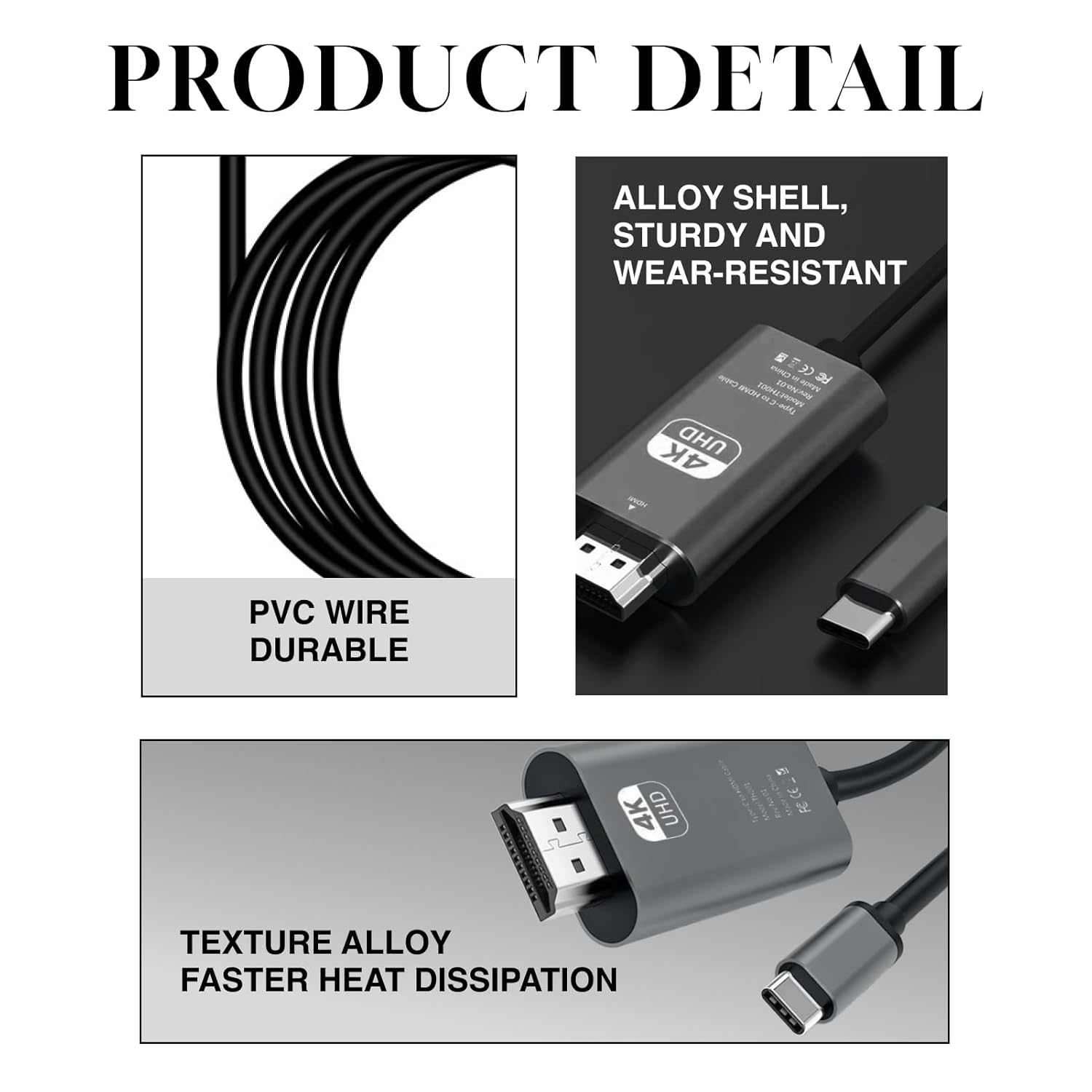 8K@60Hz USB C to HDMI 2.1 Cable 2M - Thunderbolt 3/4 to HDMI 48Gbps, 4K 240Hz, HDCP 2.3, Dynamic HDR, Compatible with Macbook Pro, Iphone 16/15, Galaxy S24, and More image number 2