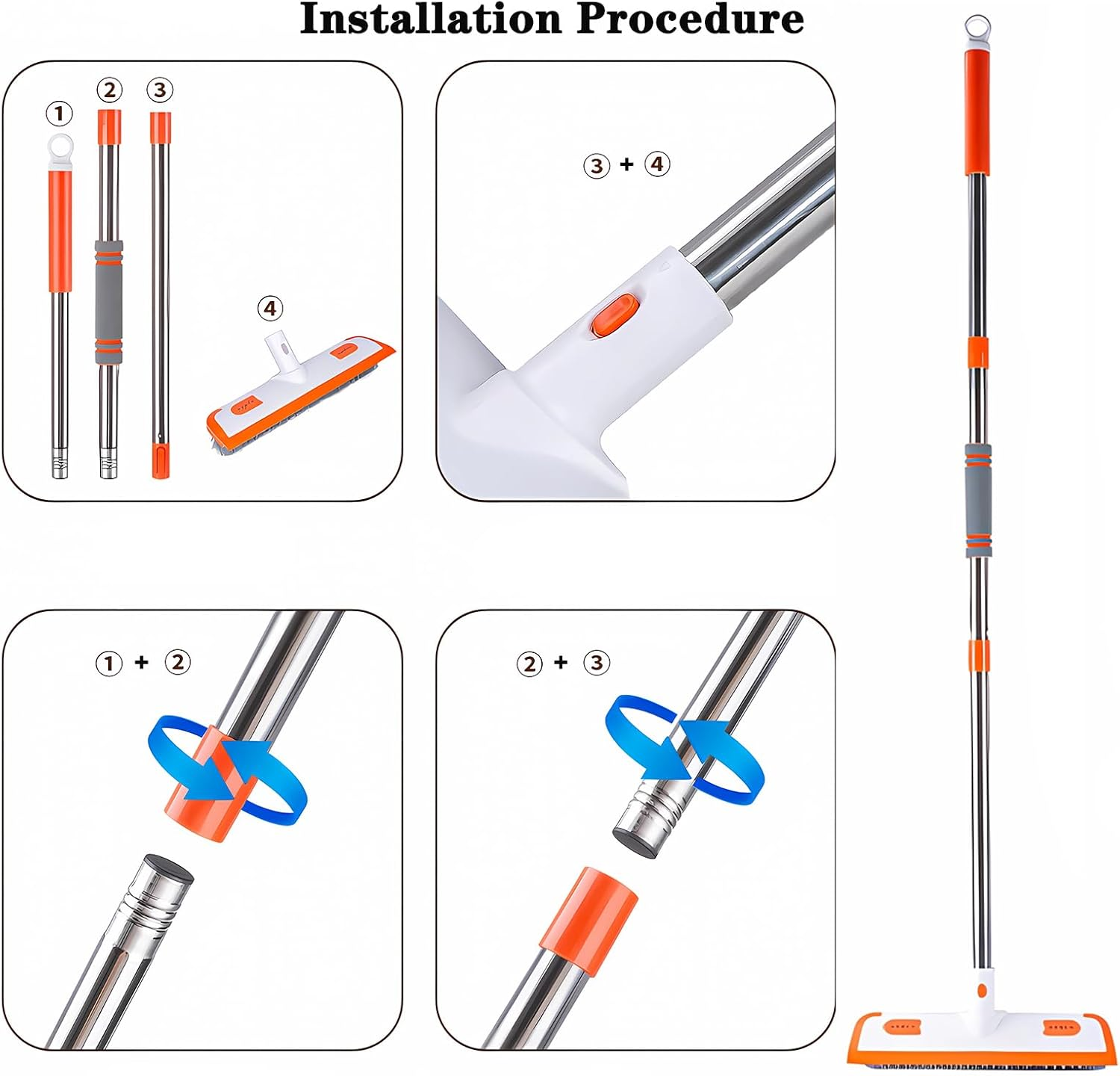 ONEKEYI Scrub Cleaning Brush with Long Handle, 2 in 1 Adjustable Retractable Floor Scrub Brush Suitable for Cleaning Bathrooms Bathtubs Kitchen Tiles Living Rooms Swimming Pools Corridors Deck image number 2