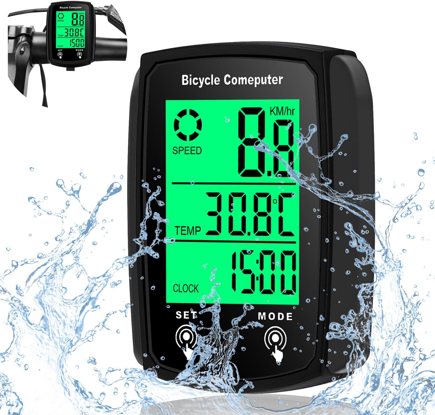 SULIVES Bike Computer - 19 Functions IP54 Waterproof - GPS Speedometer, Backlit Touch Screen - Cycling Computers - Universal Cycle Computer for Bikes image number 4