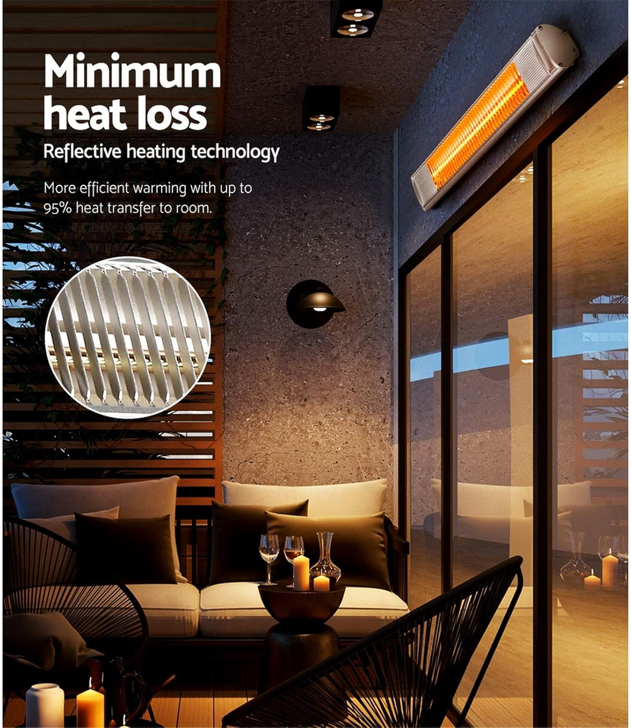 Devanti Electric Infrared Radiant Strip Heater Outdoor Indoor Halogen 2000W image number 5