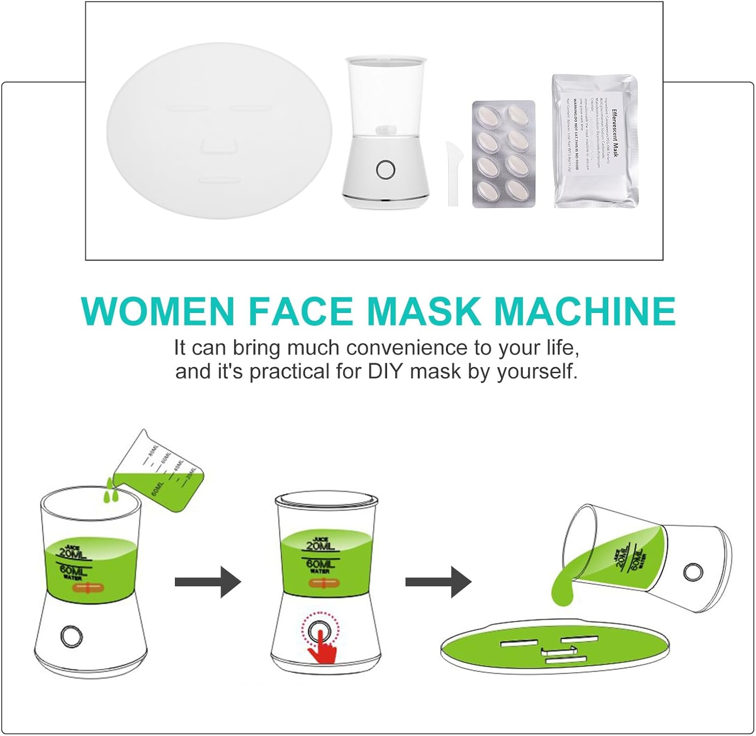 LALADEFIEE DIY Face Mask Maker Machine for Women Intelligent Fruit Vegetable Mask Making Tool Home Beauty Apparatus for Facial Skin Care and Anti-Aging image number 4