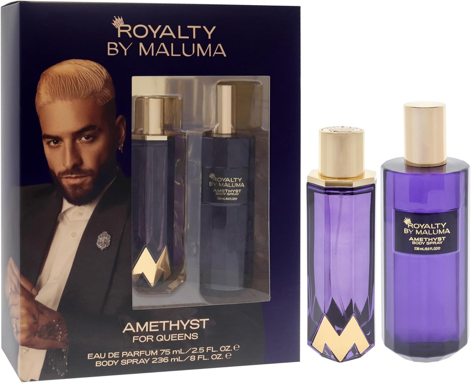 Amethyst by Royalty by Maluma for Women - 2 Pc Gift Set 2.5Oz EDP Spray, 8Oz Body Spray image number 3
