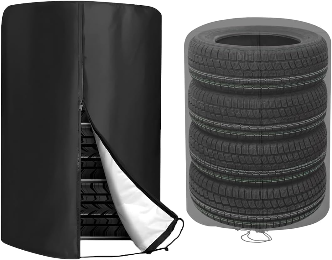 JNNJ Waterproof Tyre Storage Bag, Car Tyre Covers for Storage, Anti-Dust Storage Bag for Car Tyres, 210D Car Wheel Bags, Tyre Cover, Car Accessories (Black)