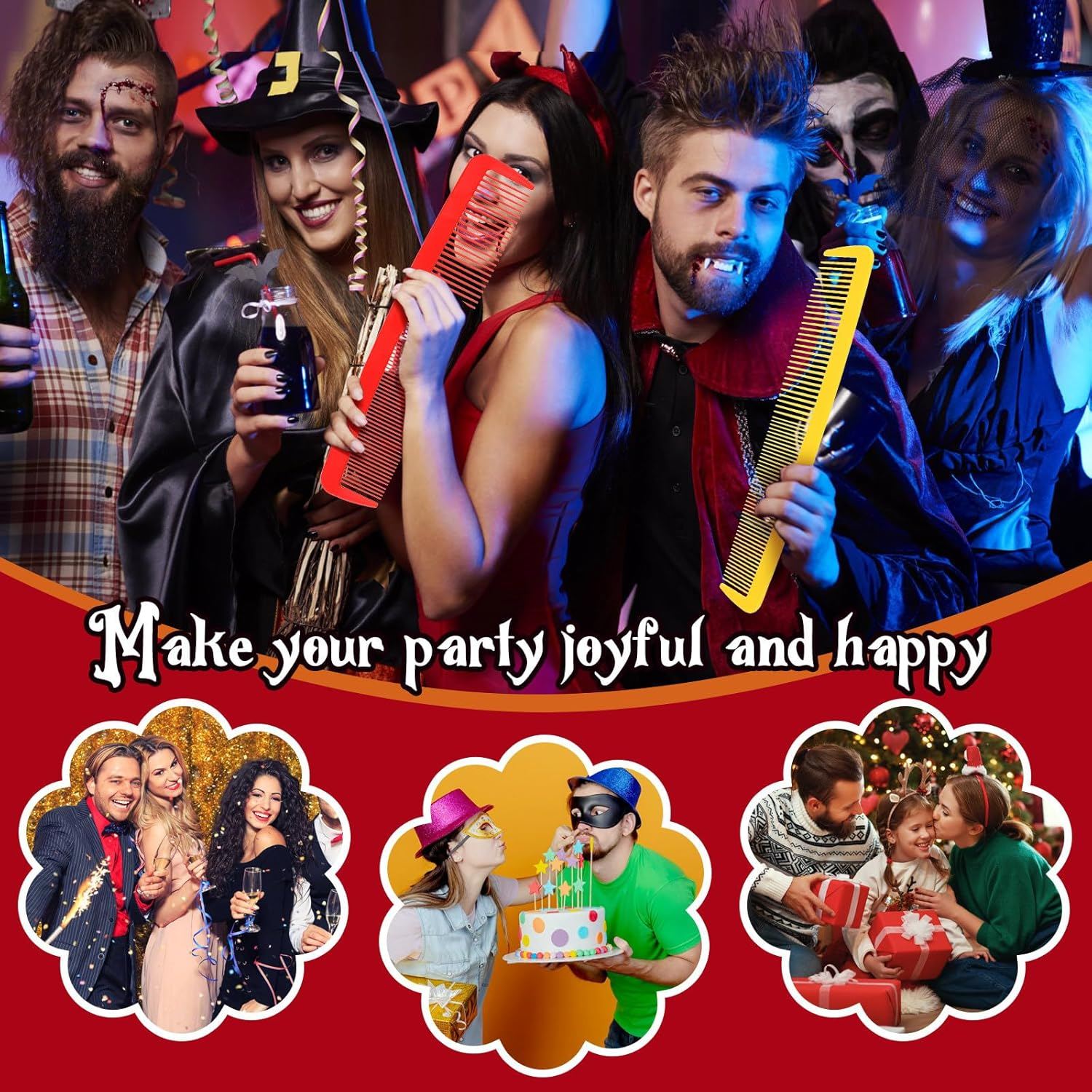 BESPORTBLE Giant Man Big Comb: 3Pcs Halloween Funny Giant Comb, Hair Comb for Women Men, Funny Make up Wide Tooth Comb image number 3