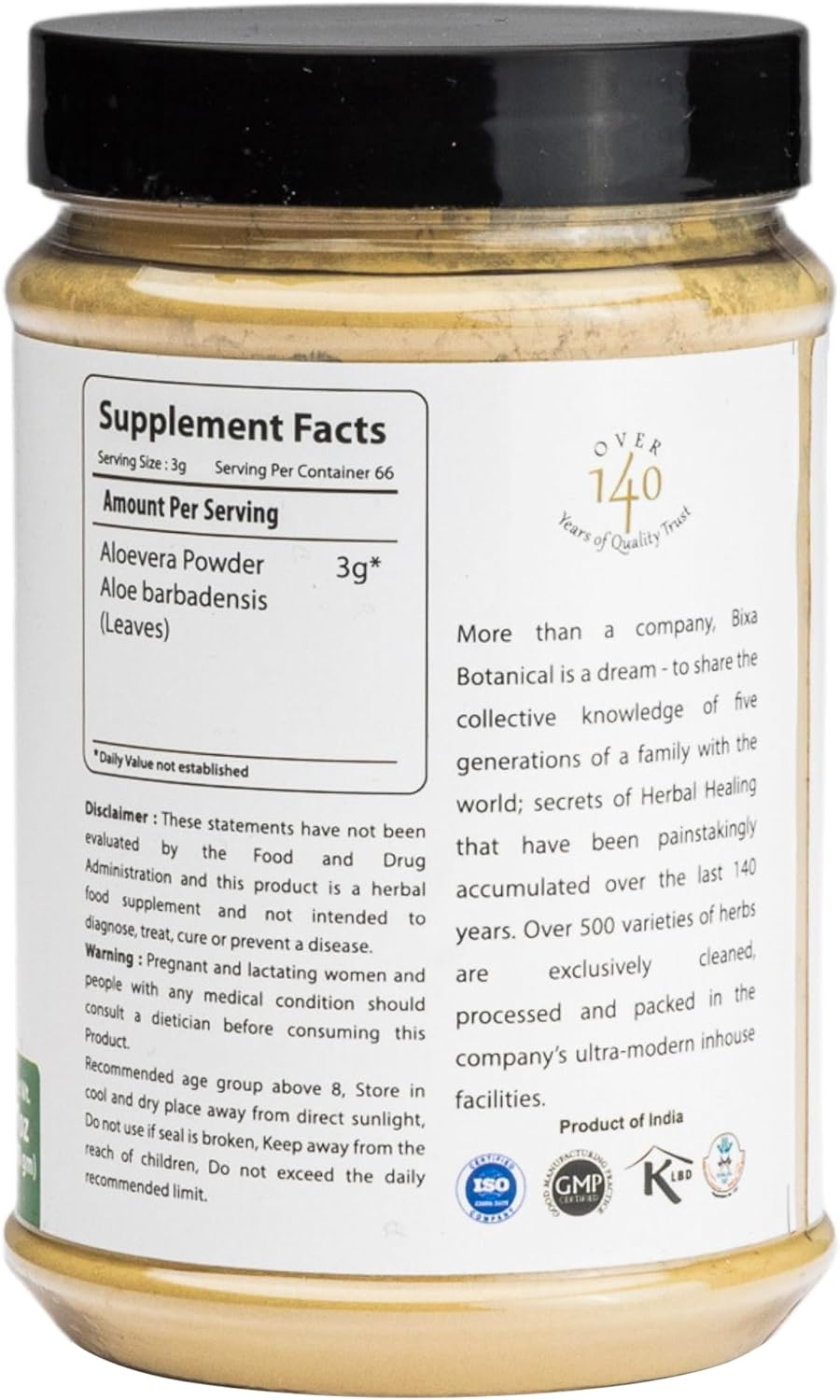 Aloe Vera Leaf Powder (Aloe Barbadensis), Promotes Healthy Digestion System & Liver Functions L Skin Care | Superfood by Bixa Botanical - 7 Oz (200G) image number 6