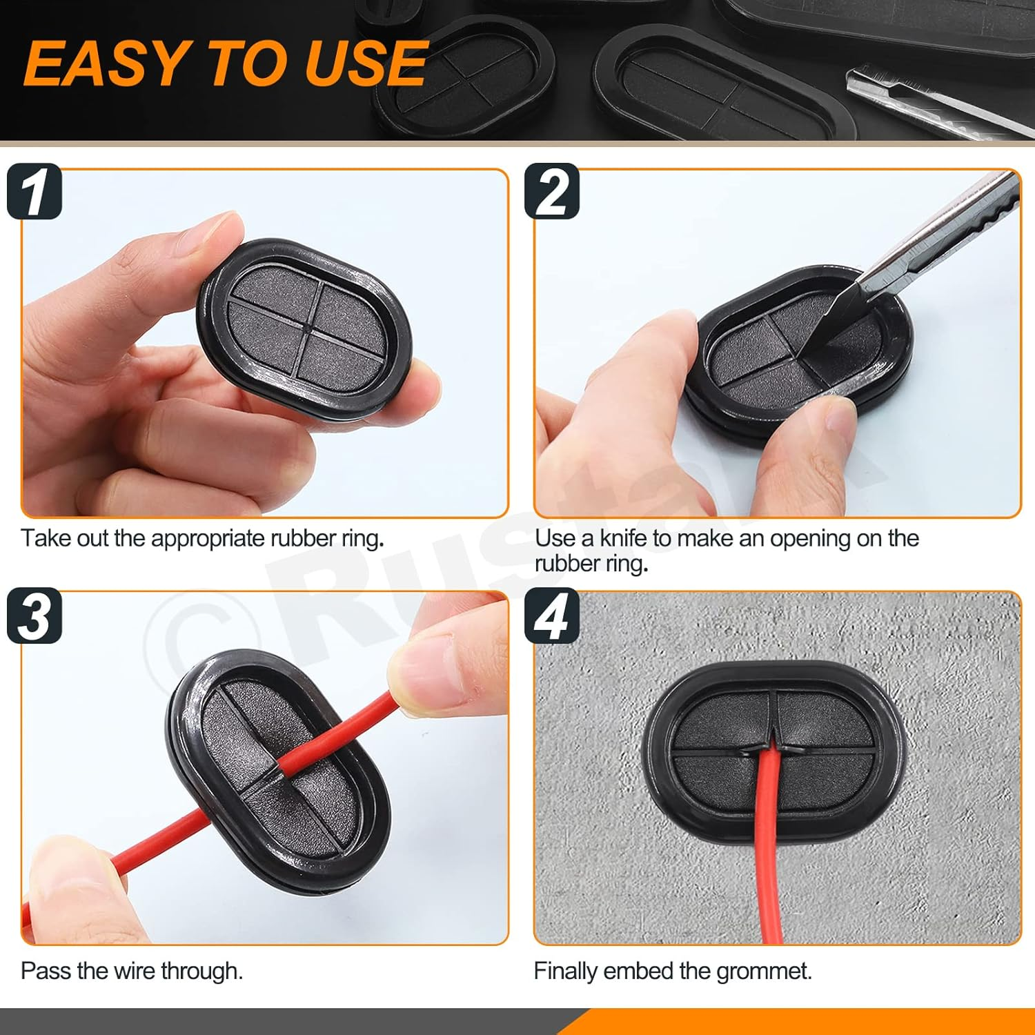 Closed Rubber Grommet Assortment Kit Double Sided Rubber Grommets Hole Plug for Wire Protection Electrical Appliance Cable Drill Hole Firewall (Black, 20Pcs Oval Grommet Kit) image number 1