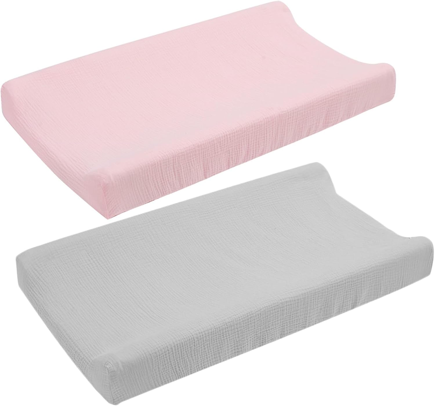 2Pcs Removable Changing Pad Covers for Babies, Washable Cotton Muslin Diaper Changing Table Sheets Elastic Edges, Breathable Soft Replacement Covers for Boys and Girls Nursery image number 5