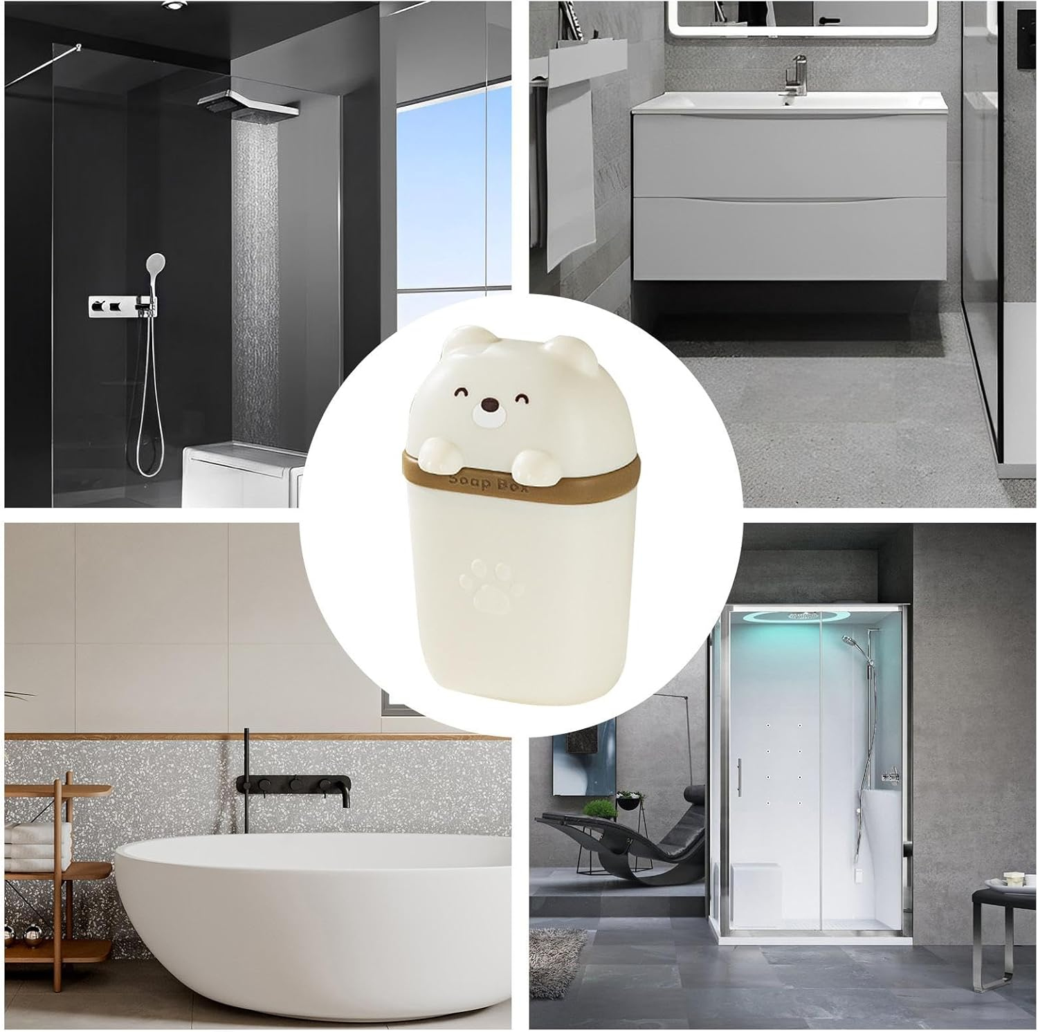 Shampoo Bar Holder Travel Case | Cute Bear Shape Body Wash Bar Container | Cute Bear Shape Cleaning Bar Container with Draining for Bathroom image number 4