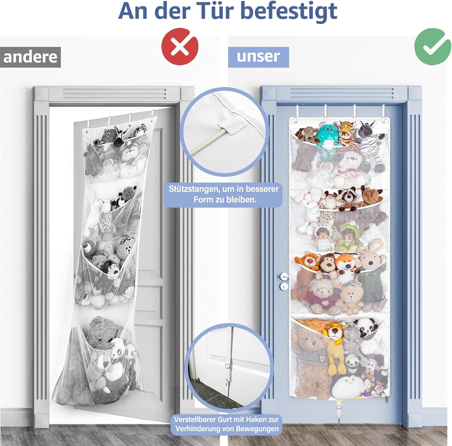 Hanging Stuffed Animal Storage, (White) - Purple image number 3