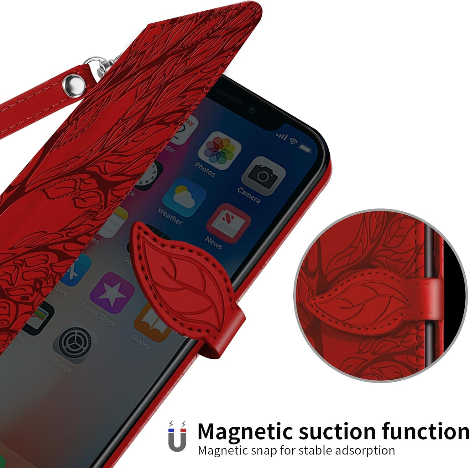 CXTCASE Case for Motorola Moto G06 PU Leather Folio Flip Cover with Card Slots, Magnetic Wallet Phone Case for Motorola Moto G06 - Red