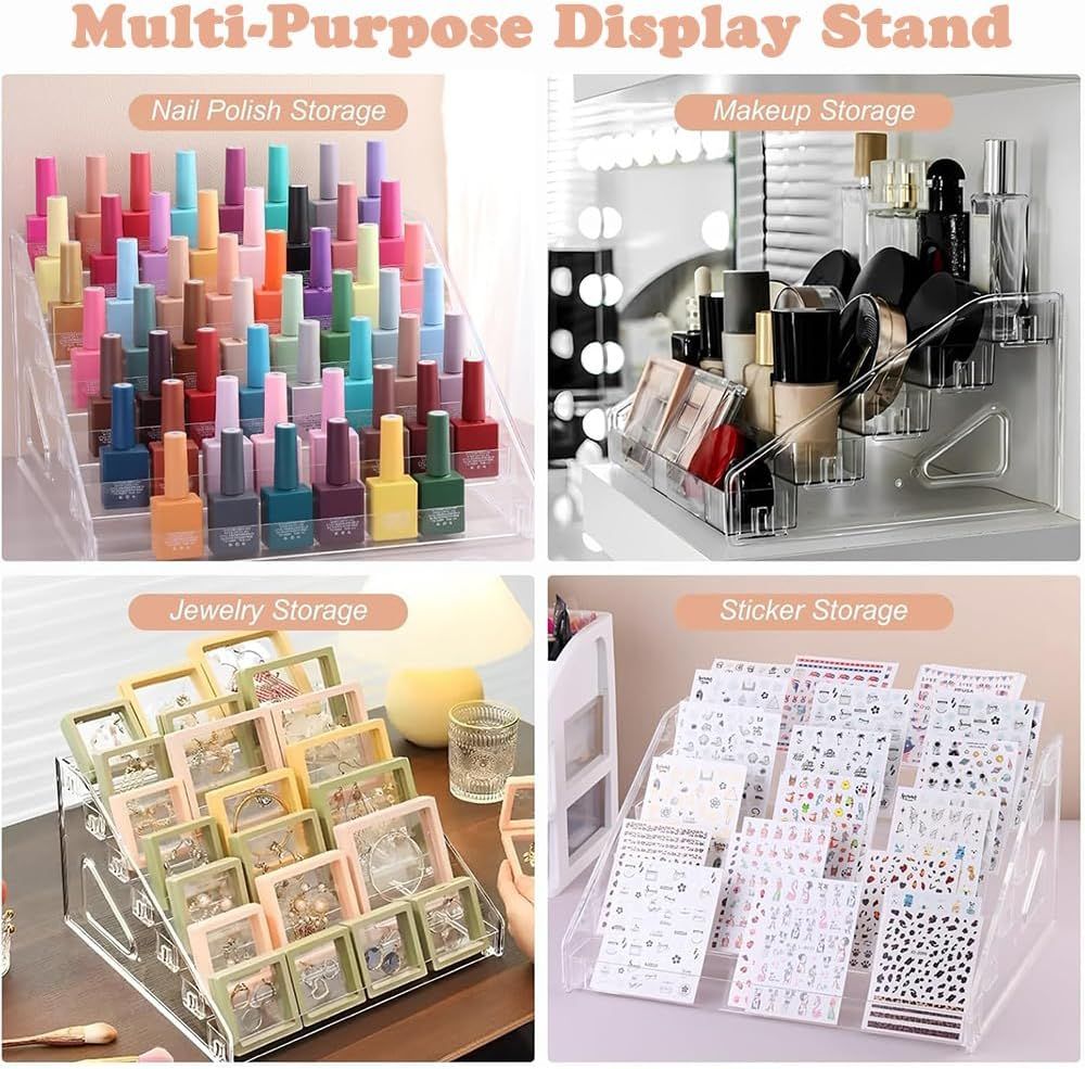 7-Layer Transparent Organizer,Clear Display Holder,Transparent Display Rack,Home Daily Use Shelf,Storage Shelf,Shelf Tray for Nail Polish,Essential Oils,Cosmetics,Lipsticks Etc.