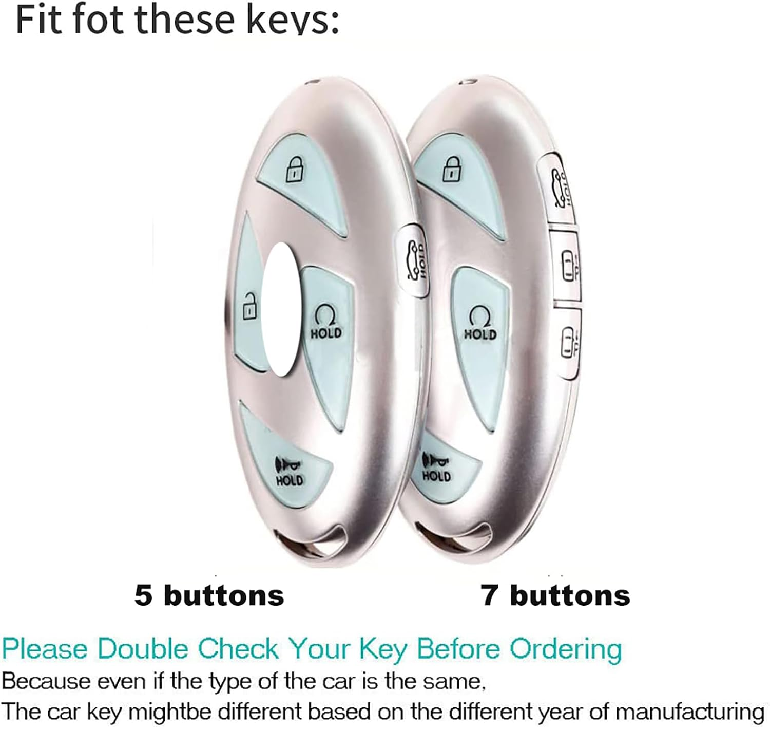 Ontto Goat Leather Car Key Fob Cover Fit for Hyundai Ioniq 5 Ioniq 6 Tucson NX4 Sante Fe Kona SX2 EV 2023 2024 2025 Smart Key Case Keyring Shell Key Holder Keychain Accessories 7 Buttons Orange