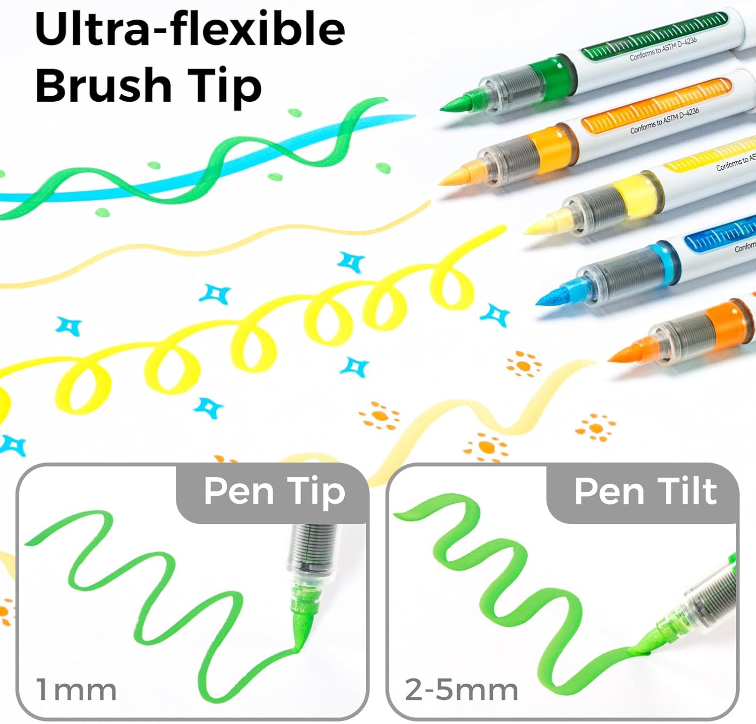 Ohuhu Acrylic Paint Markers Direct Liquid: 24 Colors 1.5MM Brush Tip Acrylic Markers High Opacity Paint Pens Waterproof Lightfast for Rock Painting Easter Eggs Wood Glass Ceramic Canvas - Nahuku image number 6