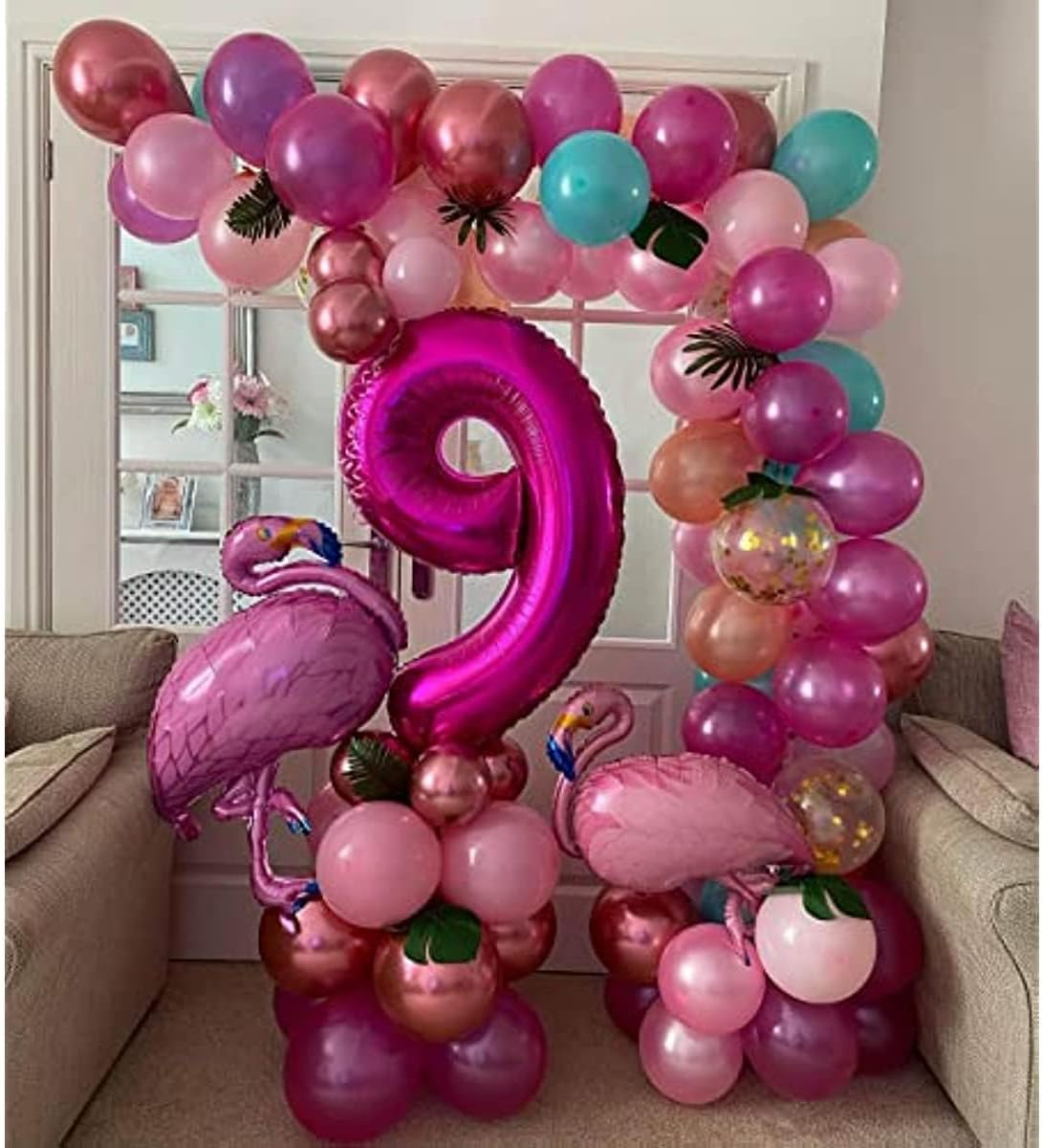 6 PCS Flamingo Foil Balloons, Luau Balloons, Hawaii Party Foil Balloons, Tropical Balloon Set for Summer Party Baby Shower Birthday Party Tropical Party Supplies image number 4