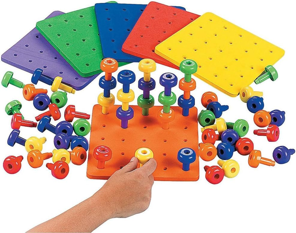 Blesiya 30Pcs Tall Stackers & Peg Board Fine Motor Skills Occupational Games image number 2