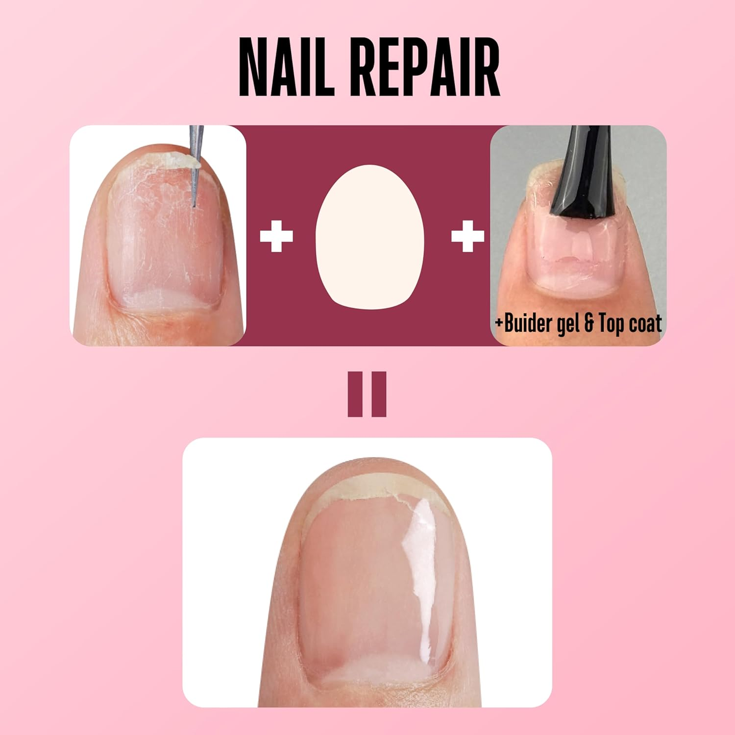 NOVO OVO Pre-Cut Nail Shaped Repair Sheets Various 21 Sizes with Slim File, Fixation & Insulation Layer, Bandage for Broken Nail Surface, Recovery Protection Layer for Acrylic, Easy to Use, Pack of 42 image number 6