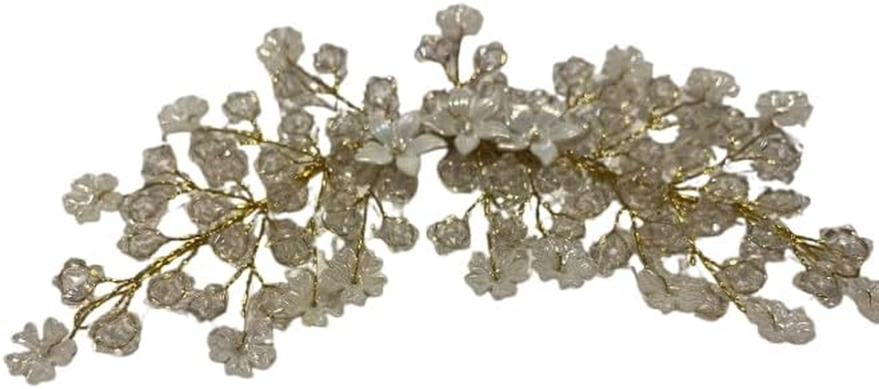 NTY Collections Hair Accessorieswomen & Girls for Wedding | Floral Bridal Brooch | Hair Pin | Artificial Flower| Pearl Style Juda Bun Accessories |Hairstyle Decoration Bride Clip | Gold Wire with White.