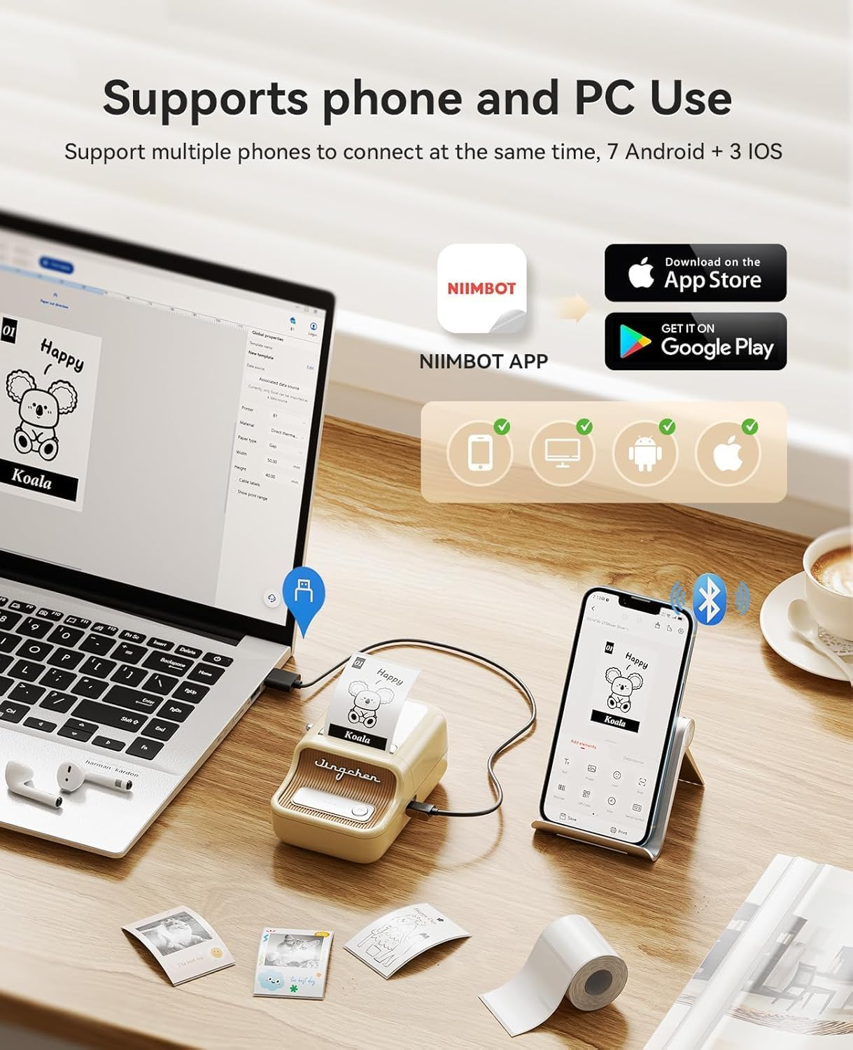 NIIMBOT B21Pro Label Maker, Sticker Printer Label Printer, 300Dpi HD Sticker Maker Machine Photo Printer for Memo, Study Notes, Photo Printing, Scrapbooking, Dark Green image number 1