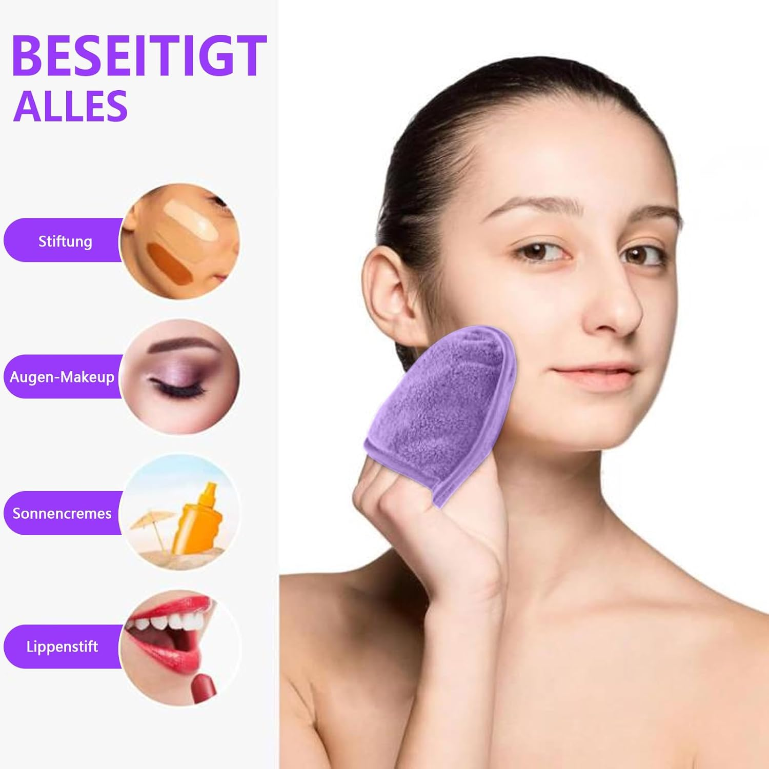 Pack of 6 Exfoliating Sponge, Face Cleansing Cotton Pads, Reusable Make-Up Pads, Washable, Sponges for Facial Cleansing (Yellow, Pink, Purple) (Multicoloured 2) image number 6