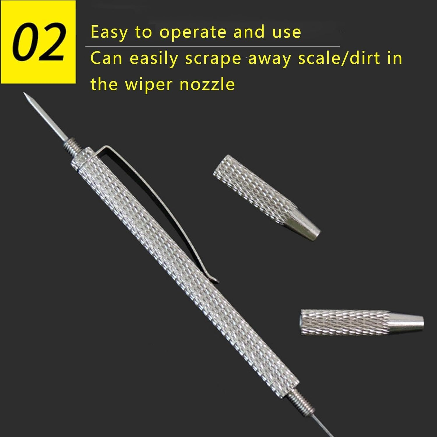 Windshield Sprayer Nozzle Needle, 2-In-1 Windscreen Washer Wiper Nozzle Adjustment Tool, Automotive Replacement Windshield Wiper Nozzles for Blockage Removal image number 3