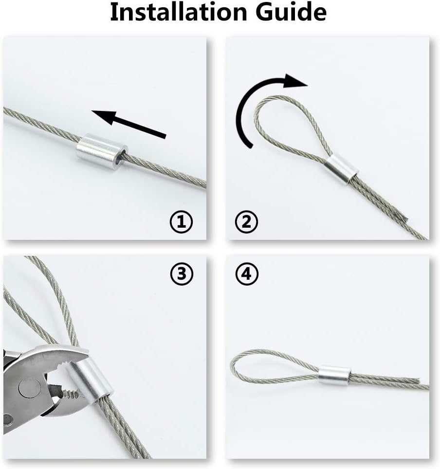 Oranlife 30 M Stainless Steel 304 1/16 Core Core Wire Rope 167 Kg Breaking Strength with 100 Pieces Aluminium Crimp Sleeves image number 1