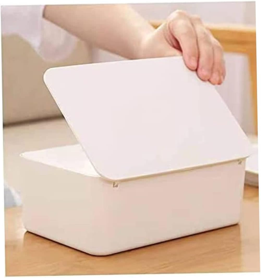 Baby Wipe Dispenser Holder, Baby Wipes Case, Baby Wipe Holder Keeps Diaper Wipes Fresh Wipe Container (White) Portable Disposable Mask Storage Box Desktop Tissue Box with Lid image number 6