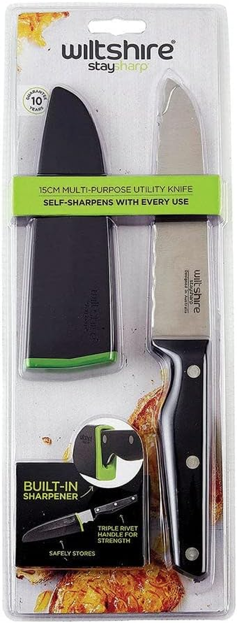Wiltshire Staysharp Triple Rivet Multi-Purpose Utility Knife 15Cm &ndash; Stainless Steel Kitchen Knife with Built-In Sharpener for Chopping, Cutting and Slicing image number 6