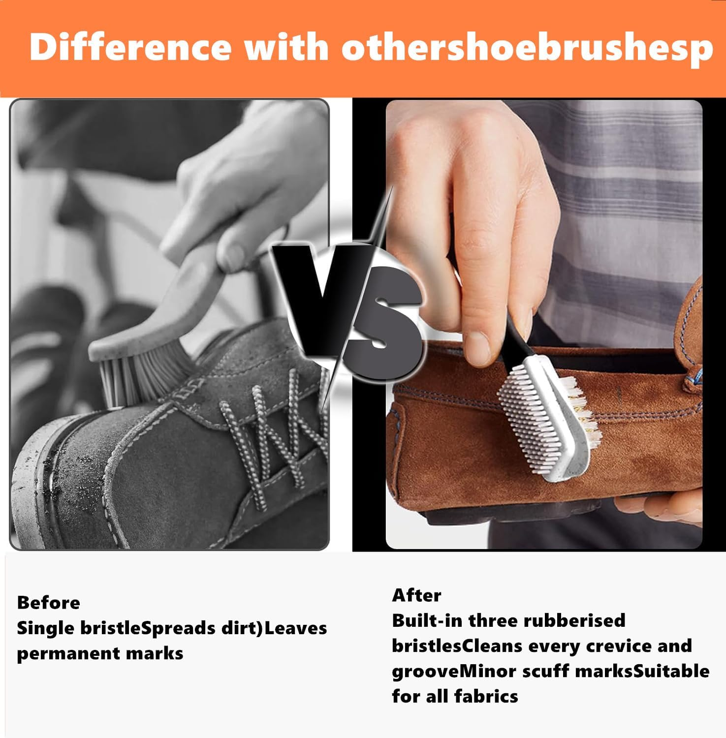 Quality Nubuck and Suede Multifunctional 4-Sided Cleaning Shoe Brush, Brass Bristle,Cleaner Brush for Boots, Jackets, Shoes, Furniture with Extra 1 Pcs Erasers -(15Cm*4Cm) image number 2
