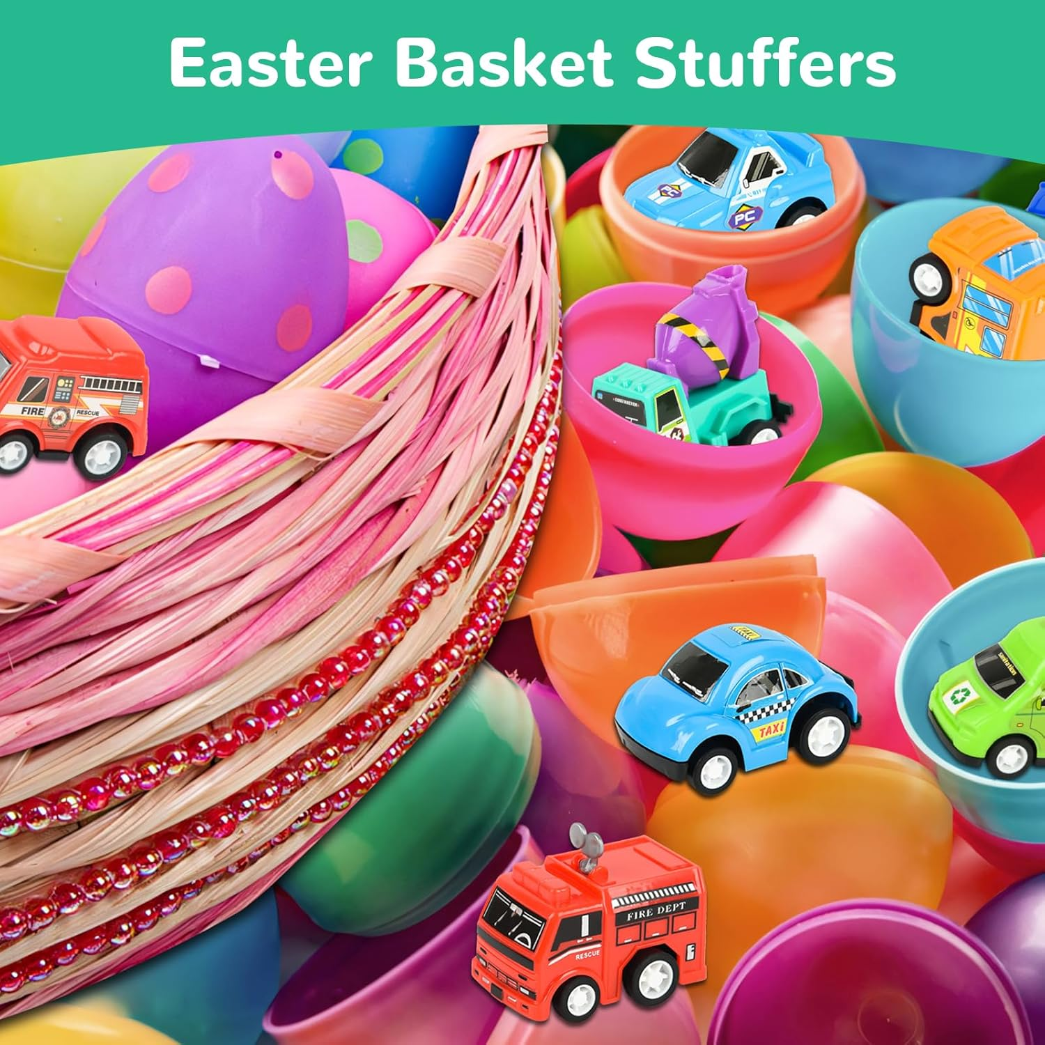 Easter Basket Stuffers 22PCS Mini Pull Back Cars and Trucks Toy Vehicles Set, Assorted Toy Vehicles Party Favors Bulk Small Construction Truck, Police Cars, Fire Trucks for Kids 3-8 image number 6