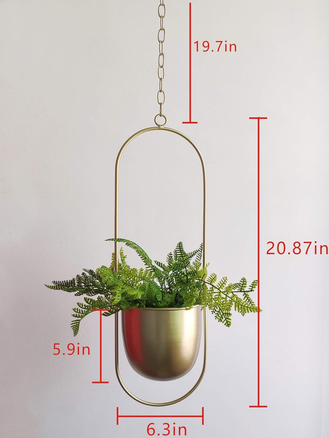 Boho Gold Metal Plant Hanger,Metal Wall and Ceiling Hanging Planter, Modern Planter, Mid Century Flower Pot Plant Holder, Minimalist Planter for Indoor Outdoor Home Decor