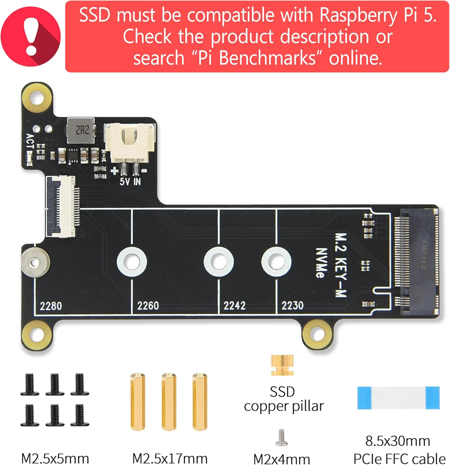 Electrocookie Mini PC Case for Raspberry Pi 5 with M.2 Nvme SSD Pcie HAT and Active RGB Lighting Cooler (Black Case + M.2 HAT[X1001]) image number 3