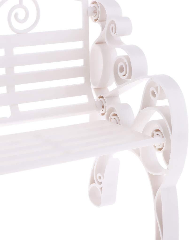F Fityle Dollhouse Furniture 1:6 Scale Miniature Modern Styled Garden Patio Park Bench Garden Decor - White, as Described