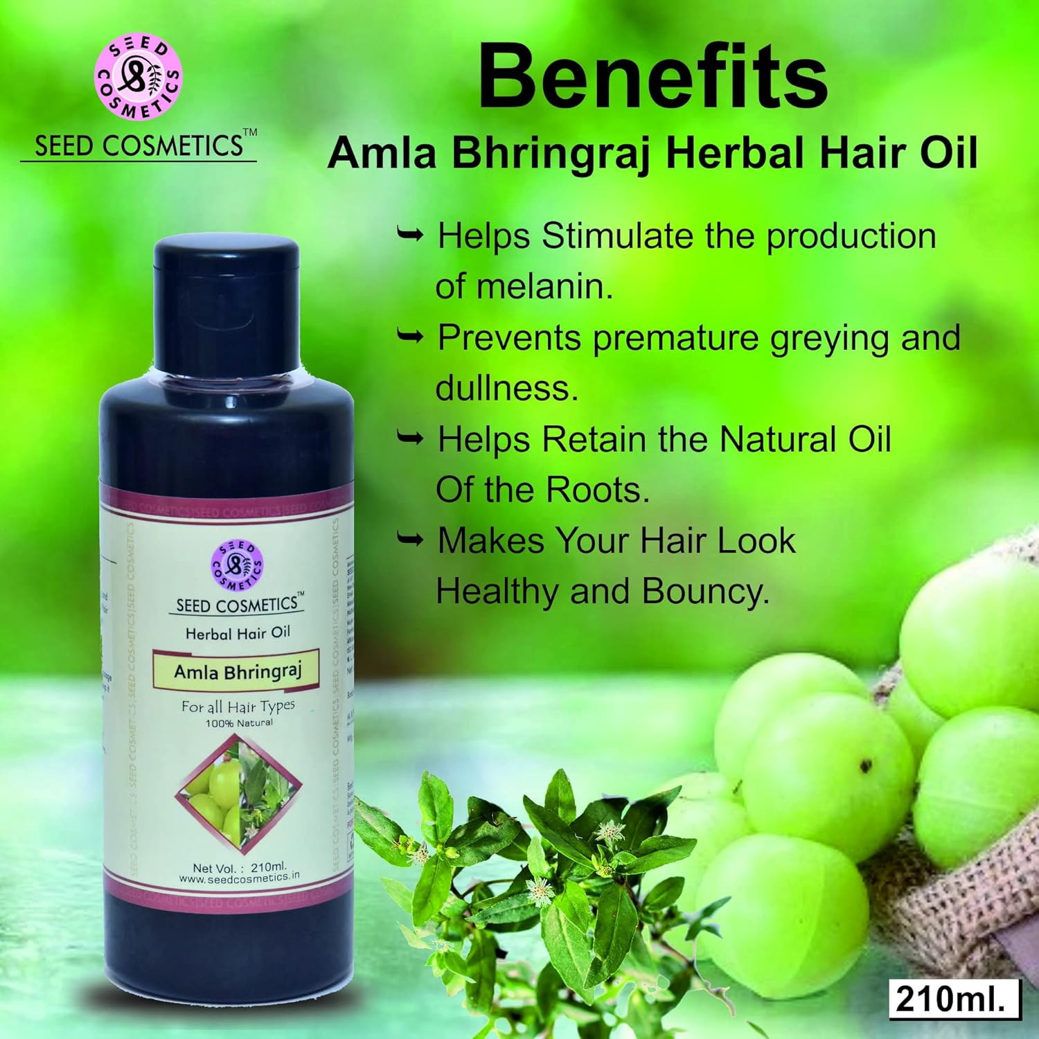 Amla Bhringraj Herbal Hair Care Oil 100% Natural, Oil for Hair Fall Control and Helps to Hair Growth for Men and Women Pack of 3 (630Ml) image number 5