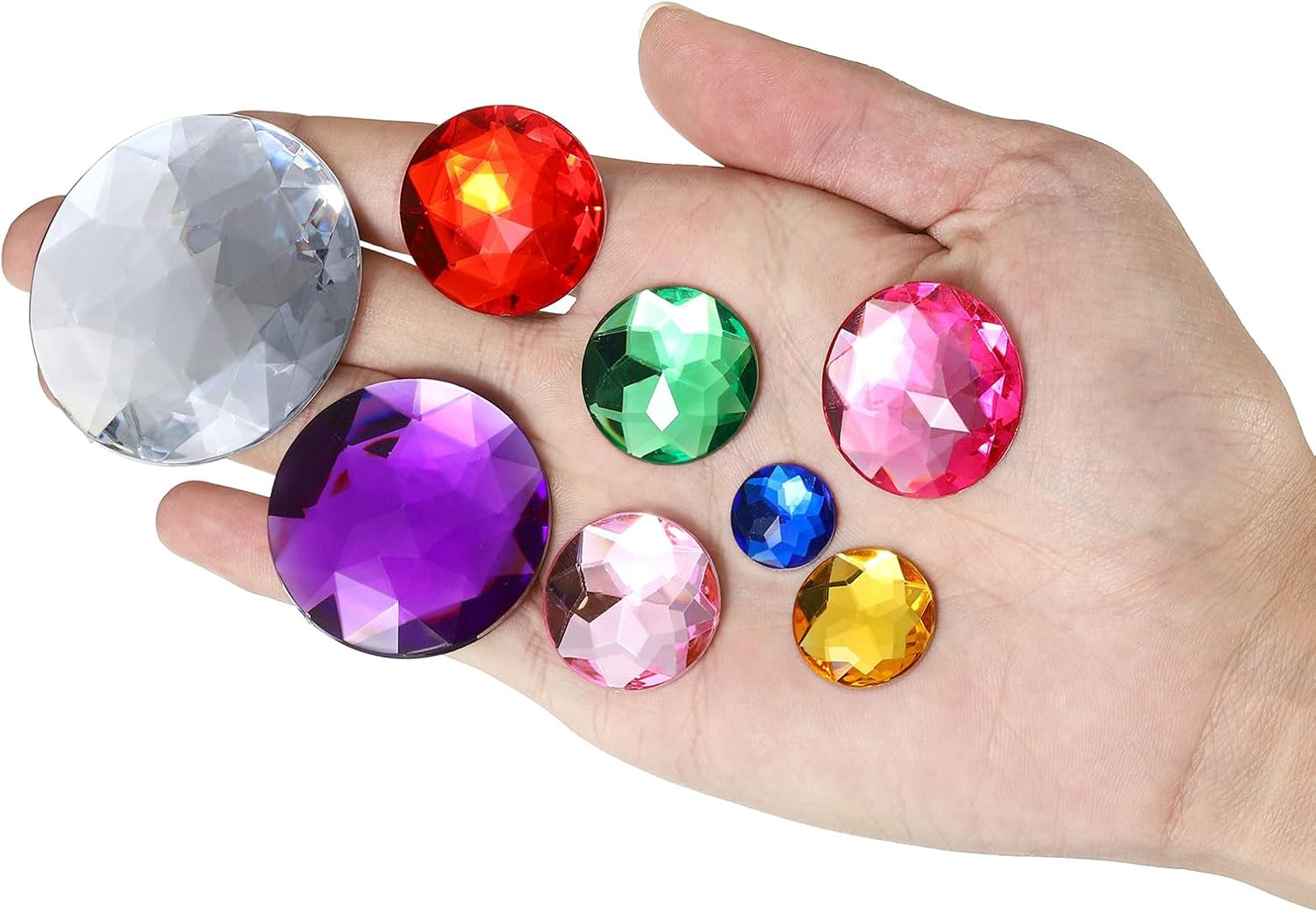 Uxcell 15Mm Flat Back round Acrylic Rhinestones, 500 Pack Plastic Circle Gems for Jewelry Making Costume Embellishments Crafts, White image number 3