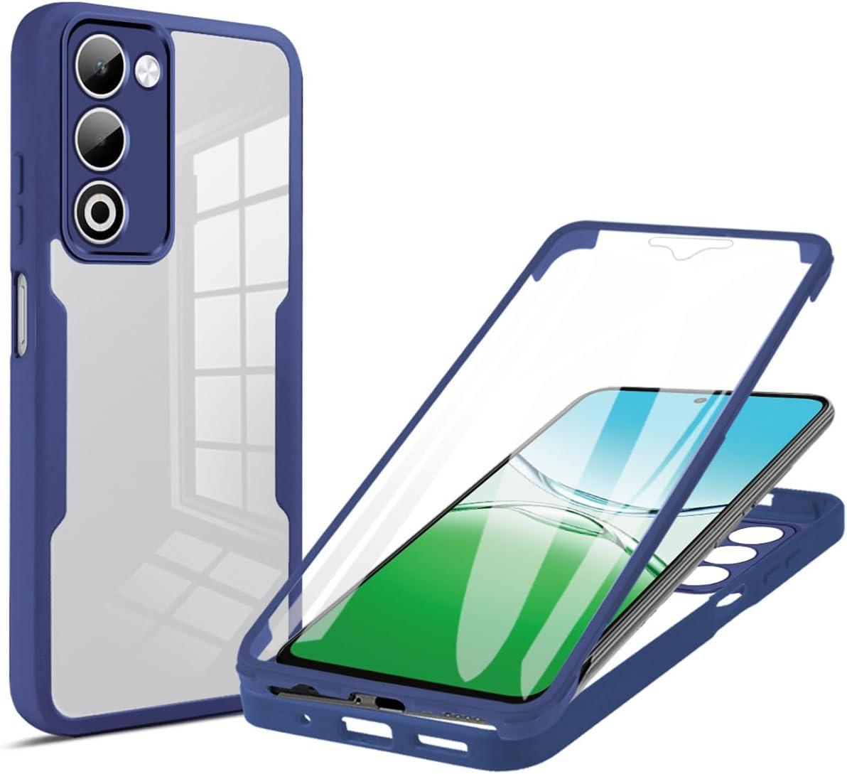 UPLAI Transparent Case for Xiaomi Redmi 15 4G/5G, 360 Degree Full Body Military Grade Shockproof Mobile Phone Case Built-In Screen Protector, Soft TPU Bumper Protective Case, Purple