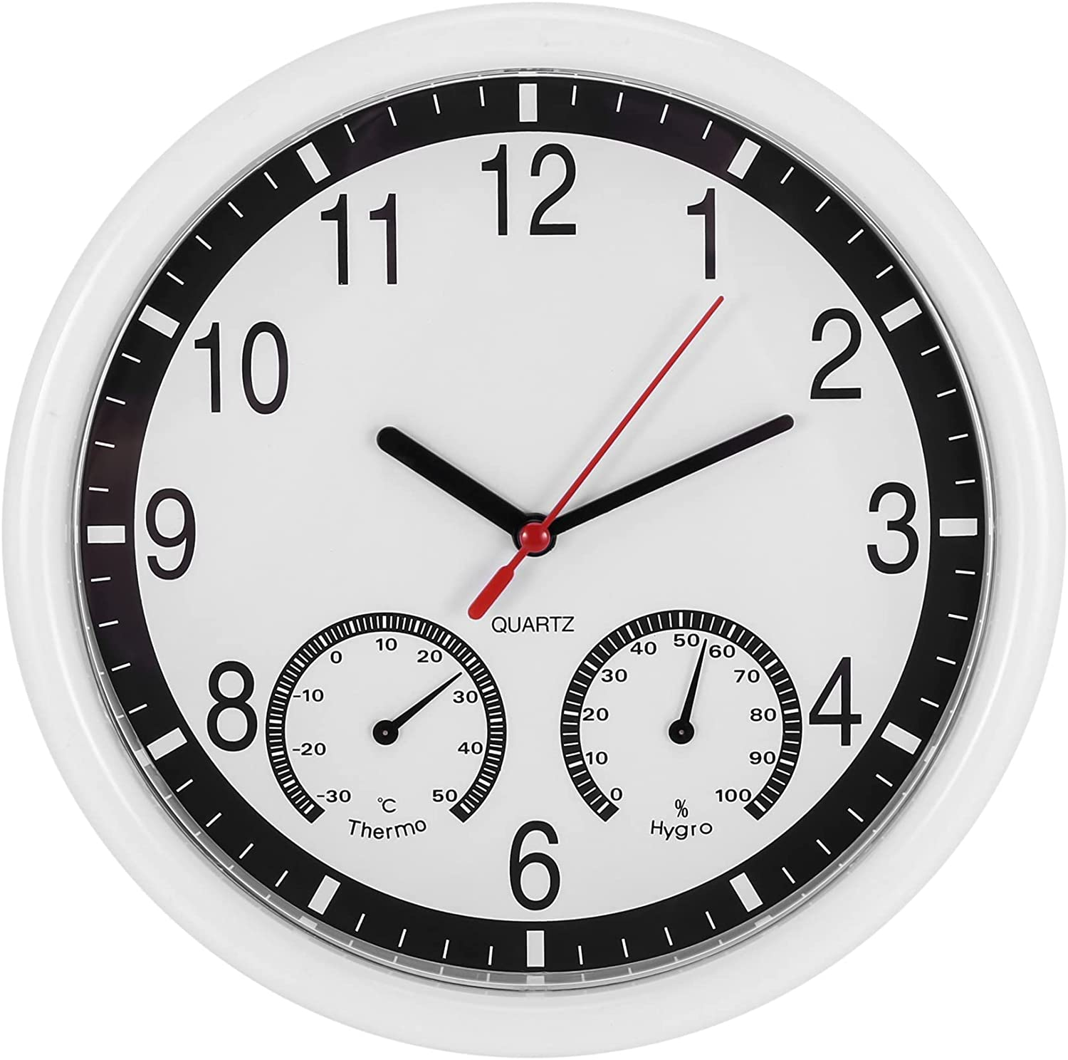 Restrdt Quartz Stone Clock Silent Wall Clock Accurate Thermometer Humidity Indoor Outdoor Pool Patio image number 6