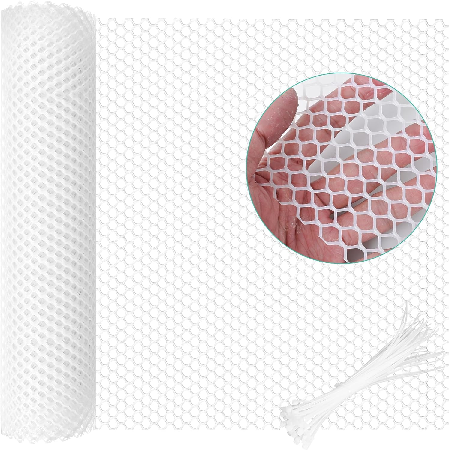 Plastic Chicken Wire Mesh Fence (White, 15.7IN X 10FT) image number 4
