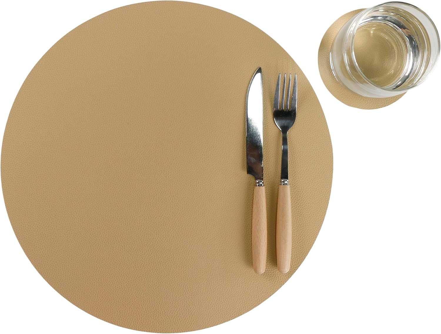 Wipeable Placemats and Coasters Leather Table Mats Waterproof Heat-Resistant Easy to Clean for Dining Table Set Kitchen Table Set of 6, Peach