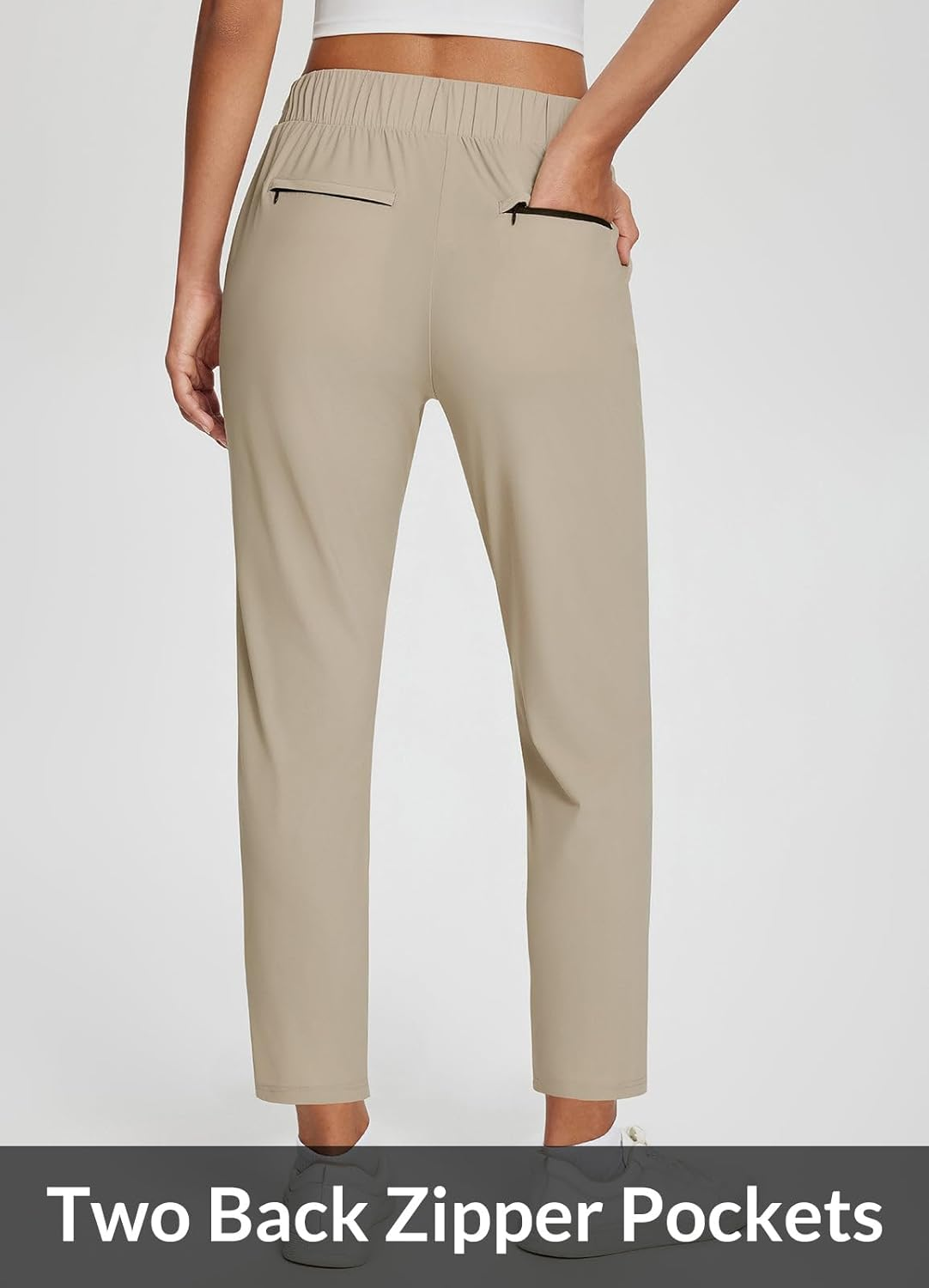 Baleaf Womens Travel Pants Lightweight Ankle Dress Pants with Zipper Pockets Golf Pants Stretch Petite Work Summer UPF50