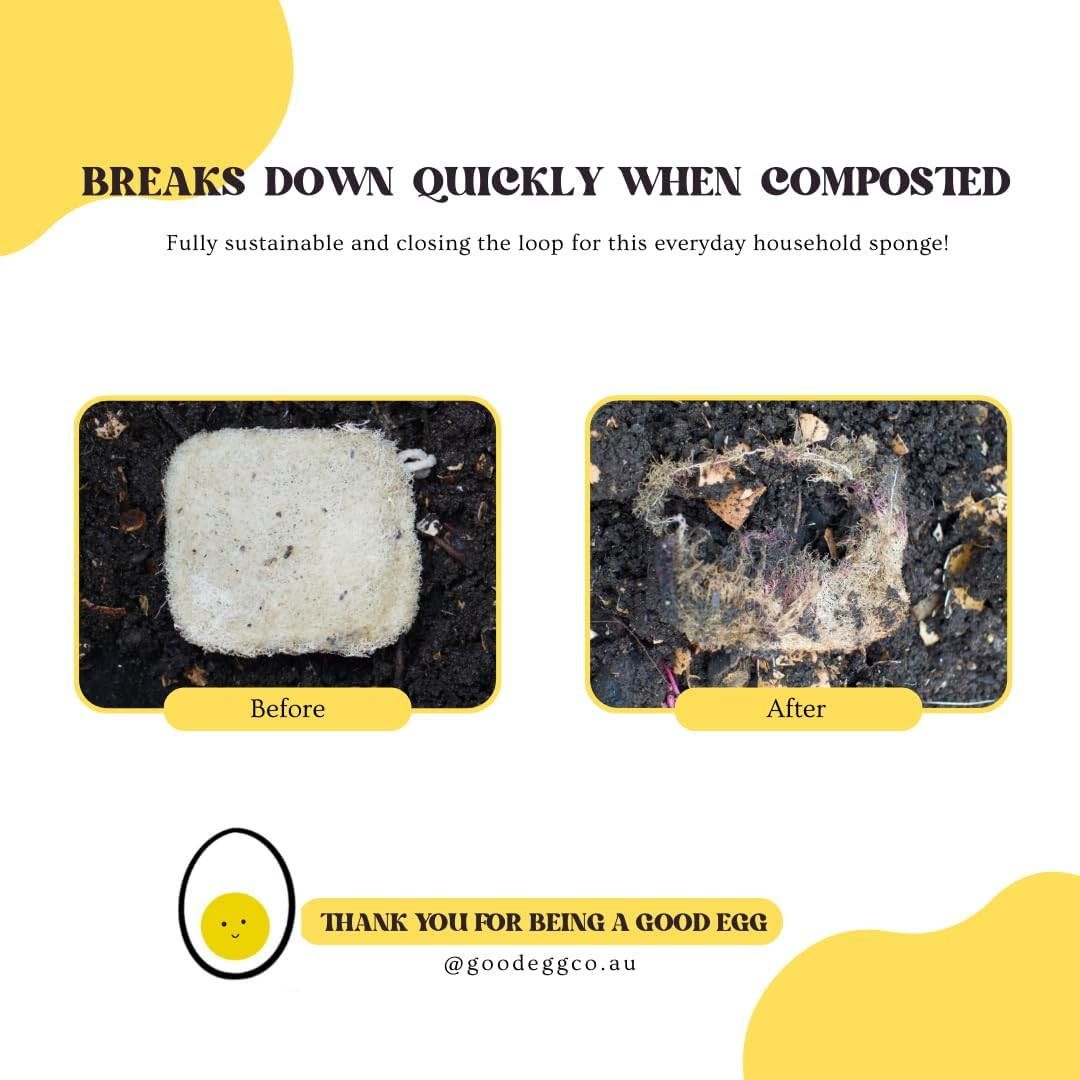 GOOD EGG 3 Pack Multipurpose Loofah Sponge | Natural & Exfoliating Scrubber Scourer | Organic Kitchen Sponge | 100% Plant-Based | image number 3