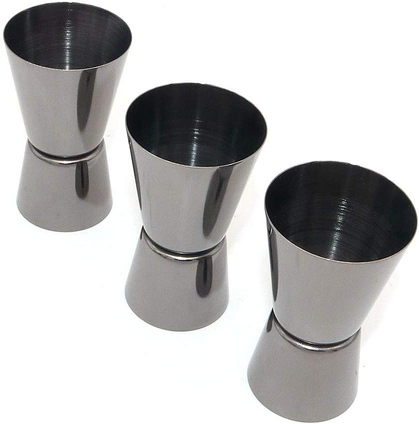 Dollatek 3Pcs Plating Black Stainless Steel Cocktail Jigger Cup Liquor Measuring Cup Straight Cylindrical Measuring Cups Bartender Drink Mixer Party Bar Bartending Tools - 15Ml/30Ml image number 2
