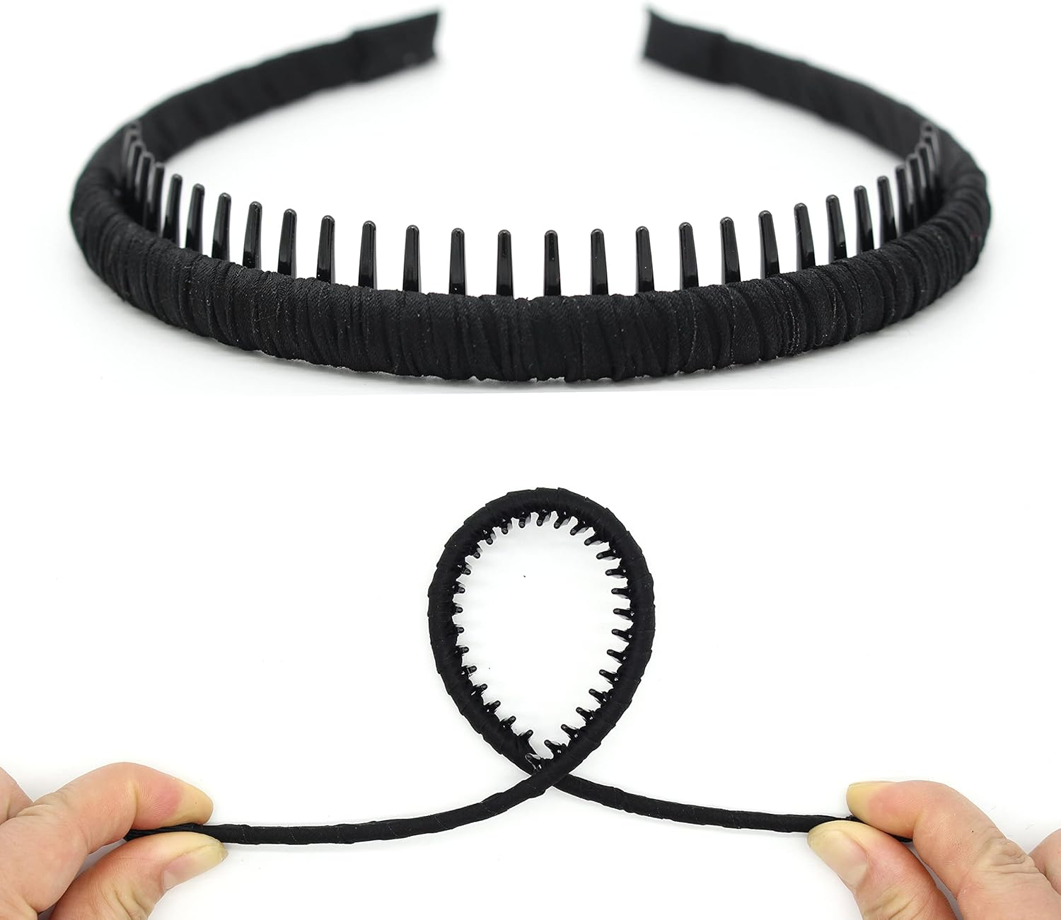 JOBAND 4Pcs Hairbands for Women, Non-Slip Zig Zag Headbands, Adjustable Teeth Comb Hair Hoop, Daily Use, Yoga, Spa, Parties, Resin Cotton Blend image number 1
