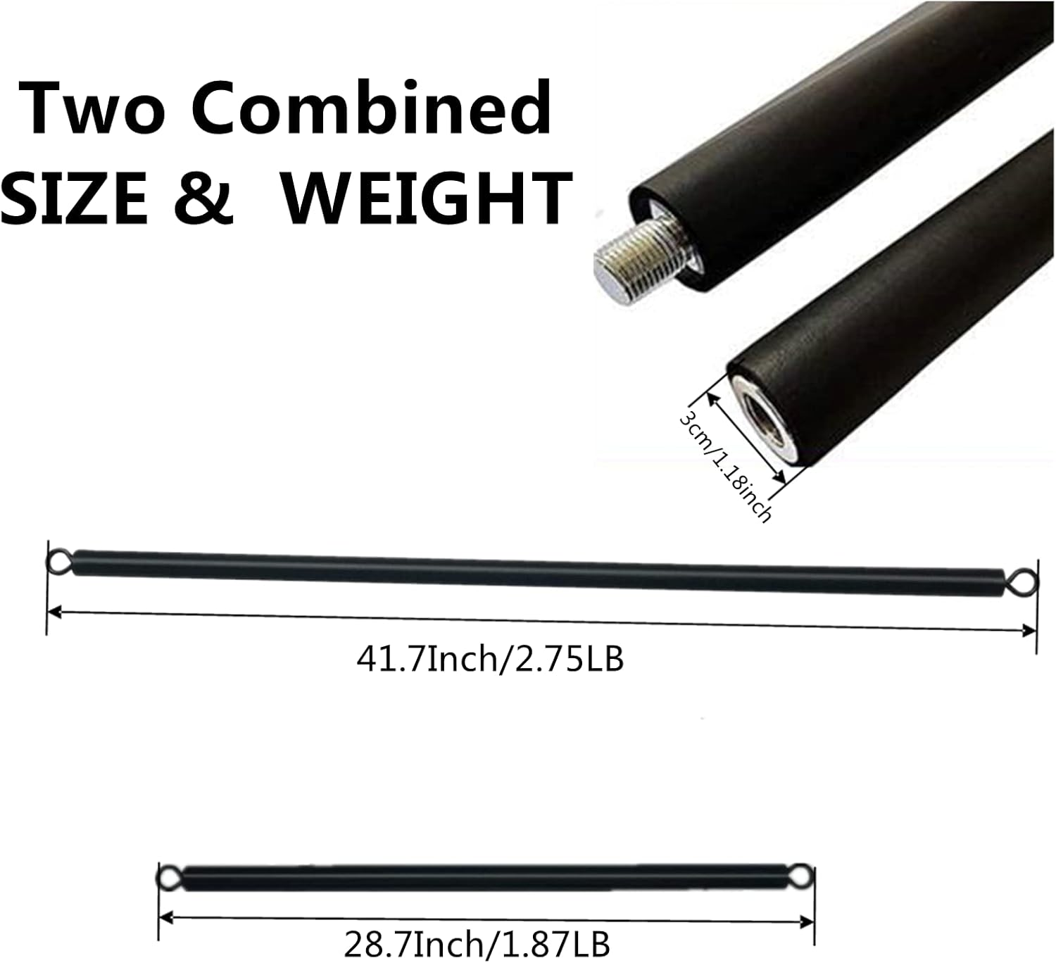 ENLAYER Resistance Band Bar, 41Inch Workout Bar for Home Gym, Portable Detachable Pilates Bar, Black image number 2
