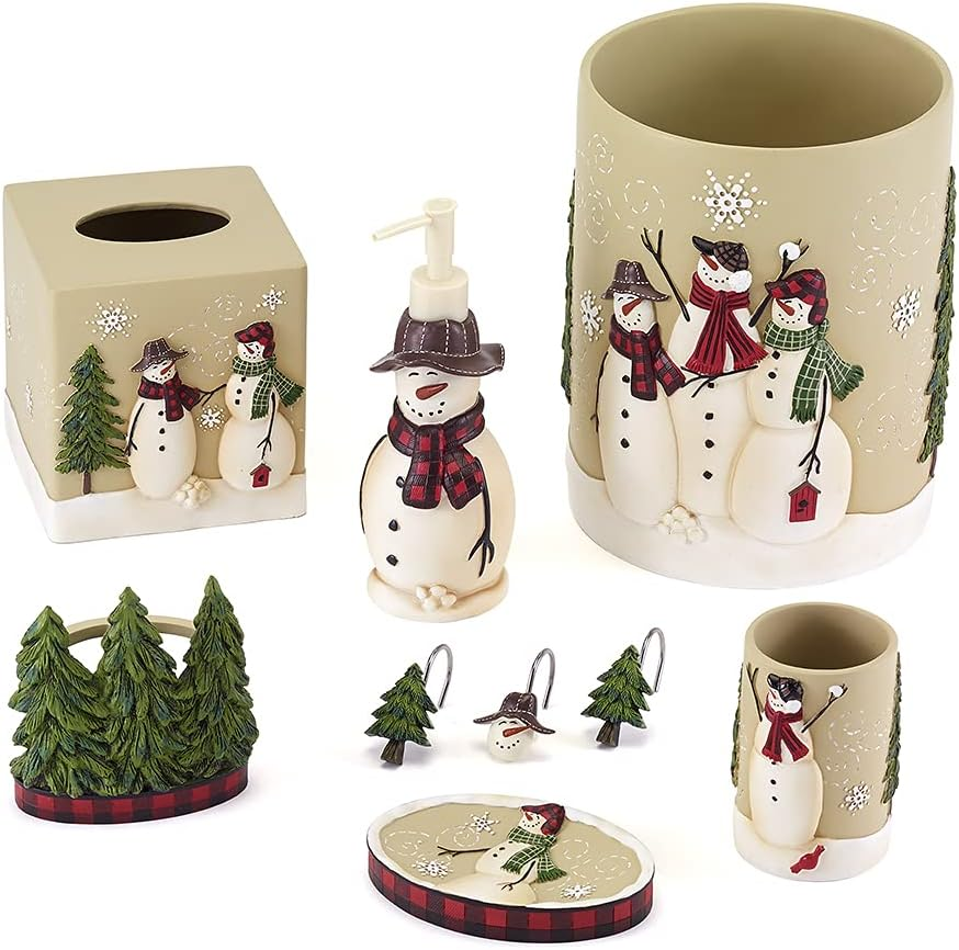 Avanti Linens - Lotion Pump, Resin Countertop Accessories, Christmas Decorations (Snowmen Gathering Collection)