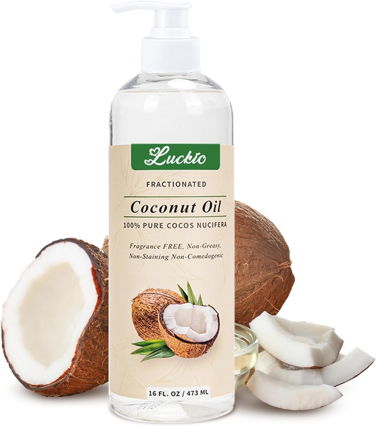 Organic Fractionated Coconut Oil - Skin & Hair Moisturizer, Relaxing Massage and Body Oil, Carrier Oil for Essential Oils Mixing, Pure Non-Greasy Coconut Oil for Skin and Hair, 16 Fl Oz / 473 Ml image number 1