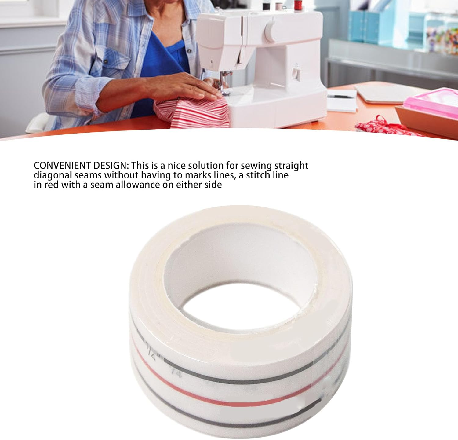 Fafeicy 1/4 Inch Sewing Guide Tape Reusable Quilting Seam Allowance Tool for Straight Stitching image number 5