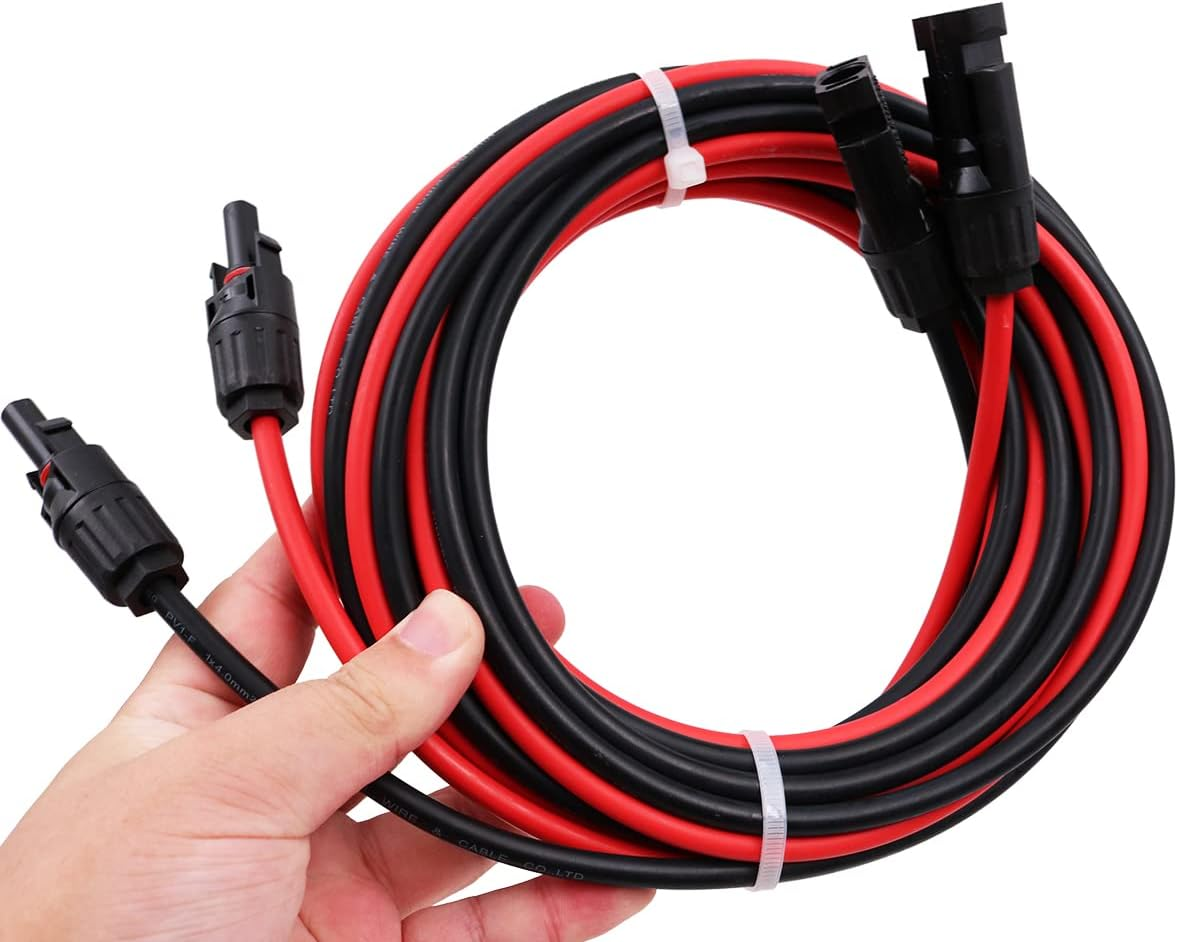 ZONADA Pair of 5M 4Mm2 Single Core Extension Cables with Connectors (Male & Female) for Solar Panels and Solar Systems 5 Meters (16 Feet) Cable with Plug in Both End image number 4